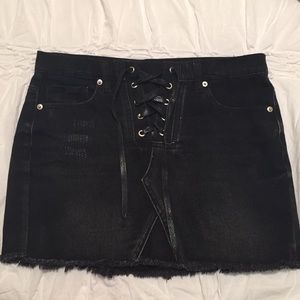Forever 21 Lace up Denim Skirt